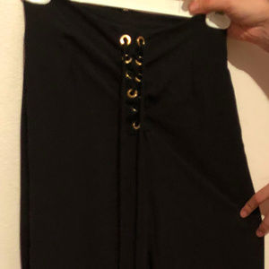 Lace-up flare dress pants